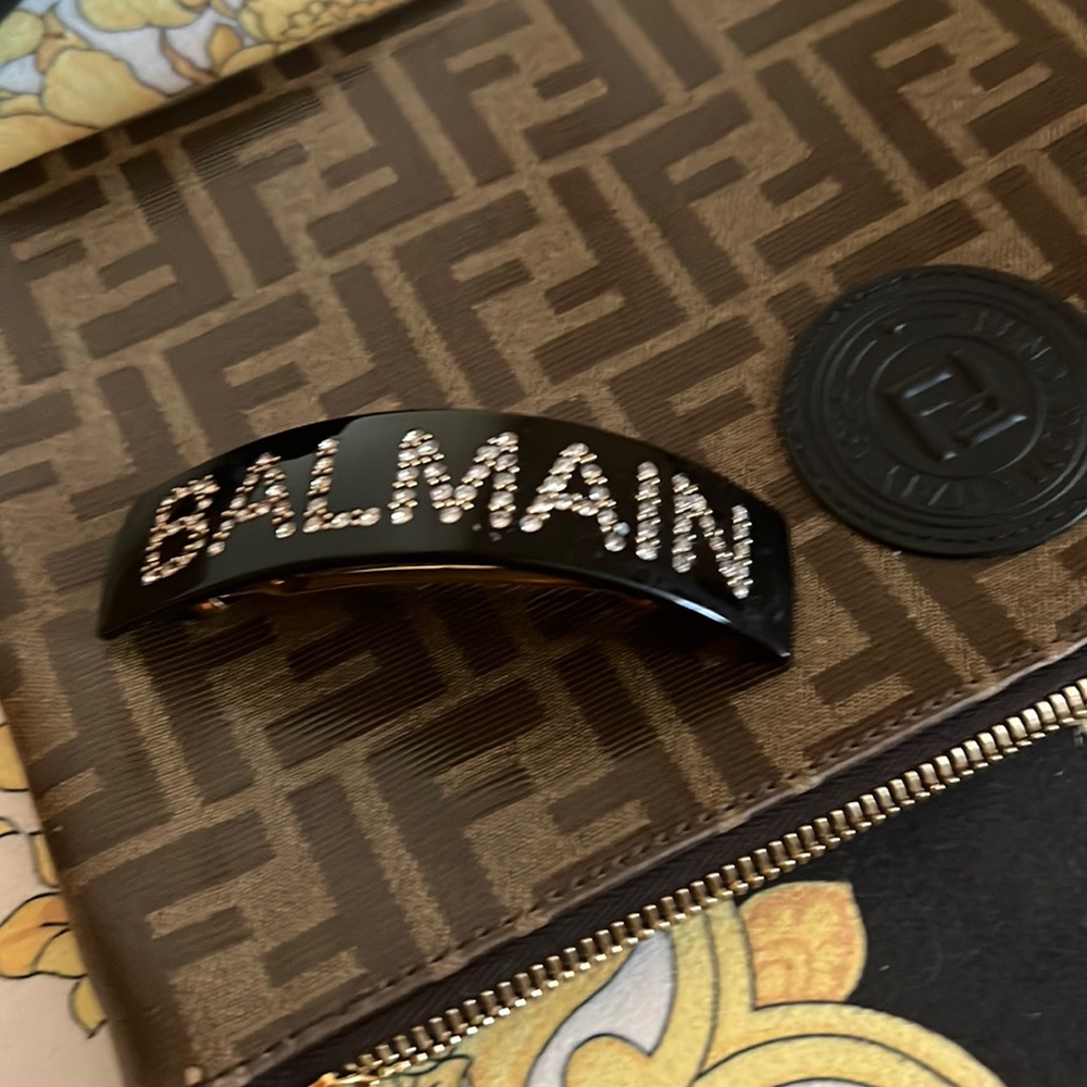 Balmain Black Hair Clip with Crystal Accents